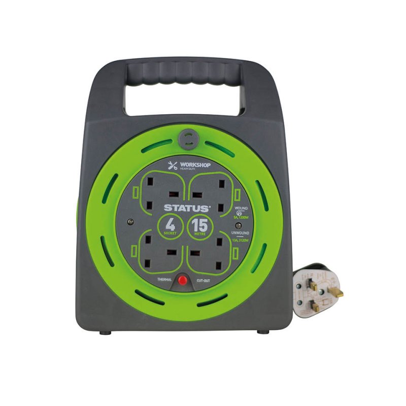 Cable Reel 4 Socket 13amp 15m Thermal Cut Out Selectric
