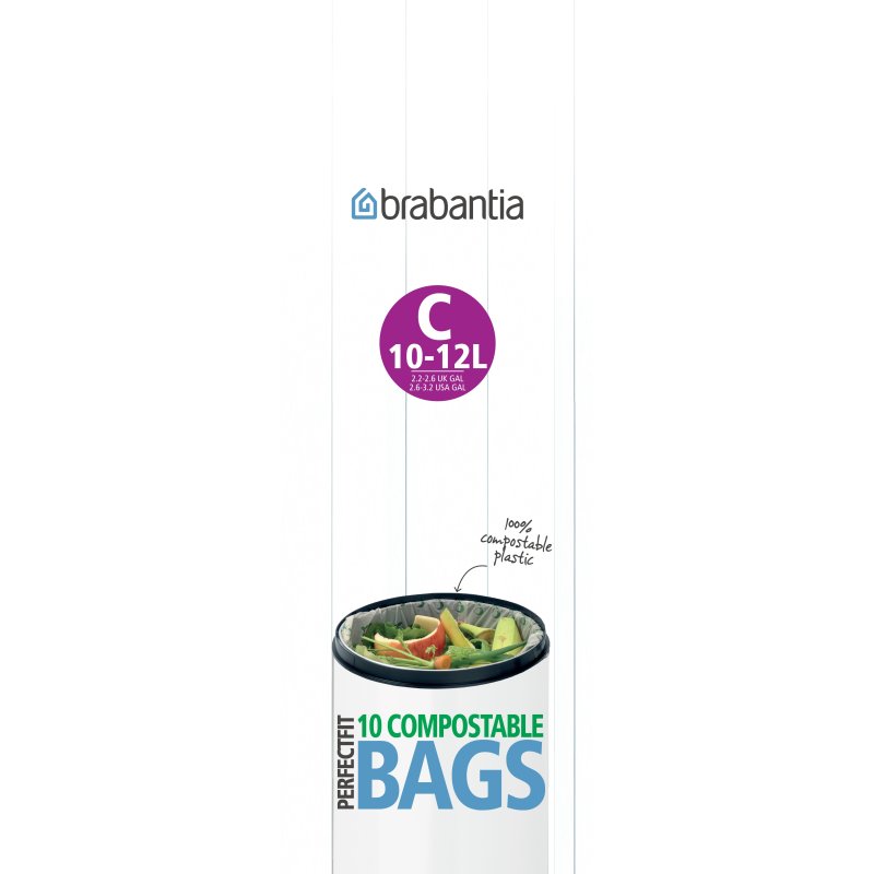 Brabantia Size C 1012L Compostable Liners 10pk roll Selectric